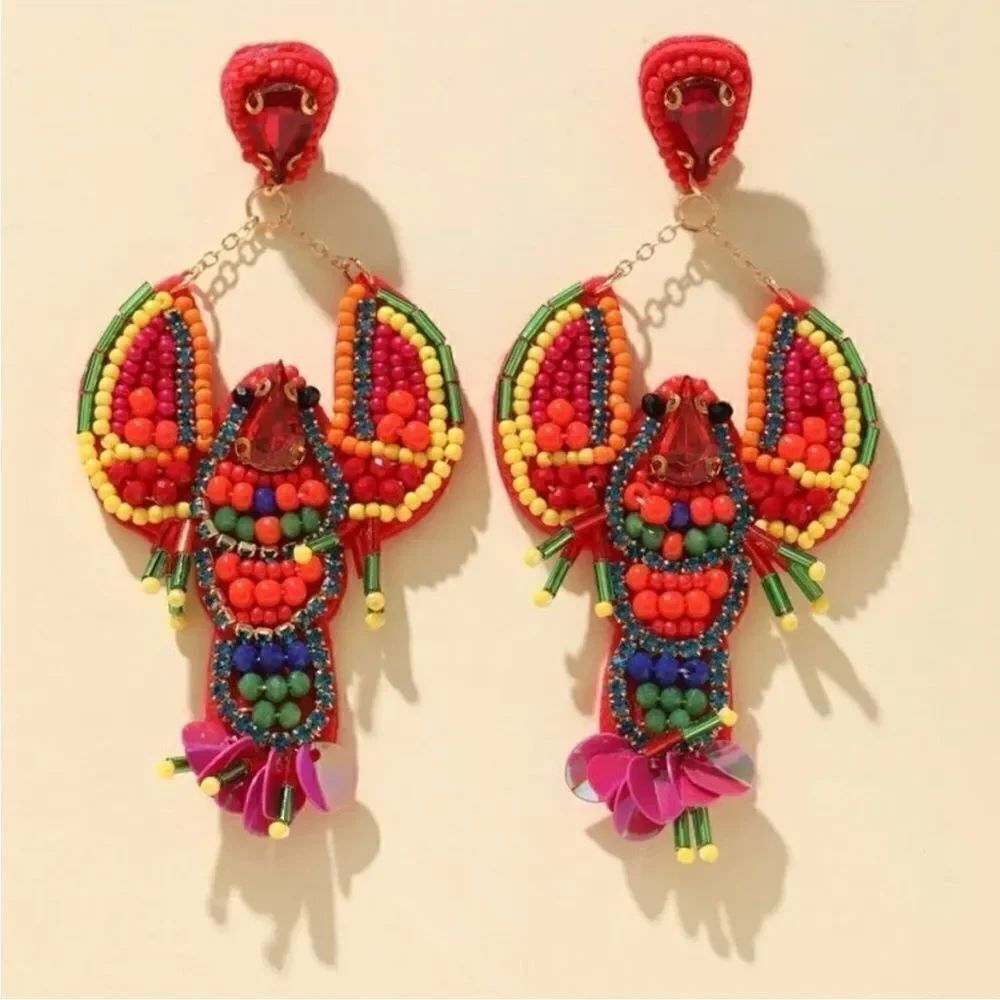 Beaded lobster Earrings M1720